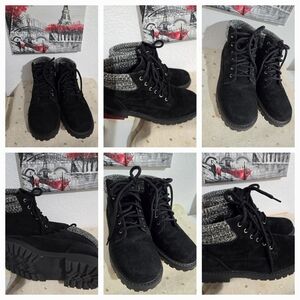 PREDICTIONS HIGH CUT WOMENS ANKLE BLACK SUEDE BOOTS 7.5